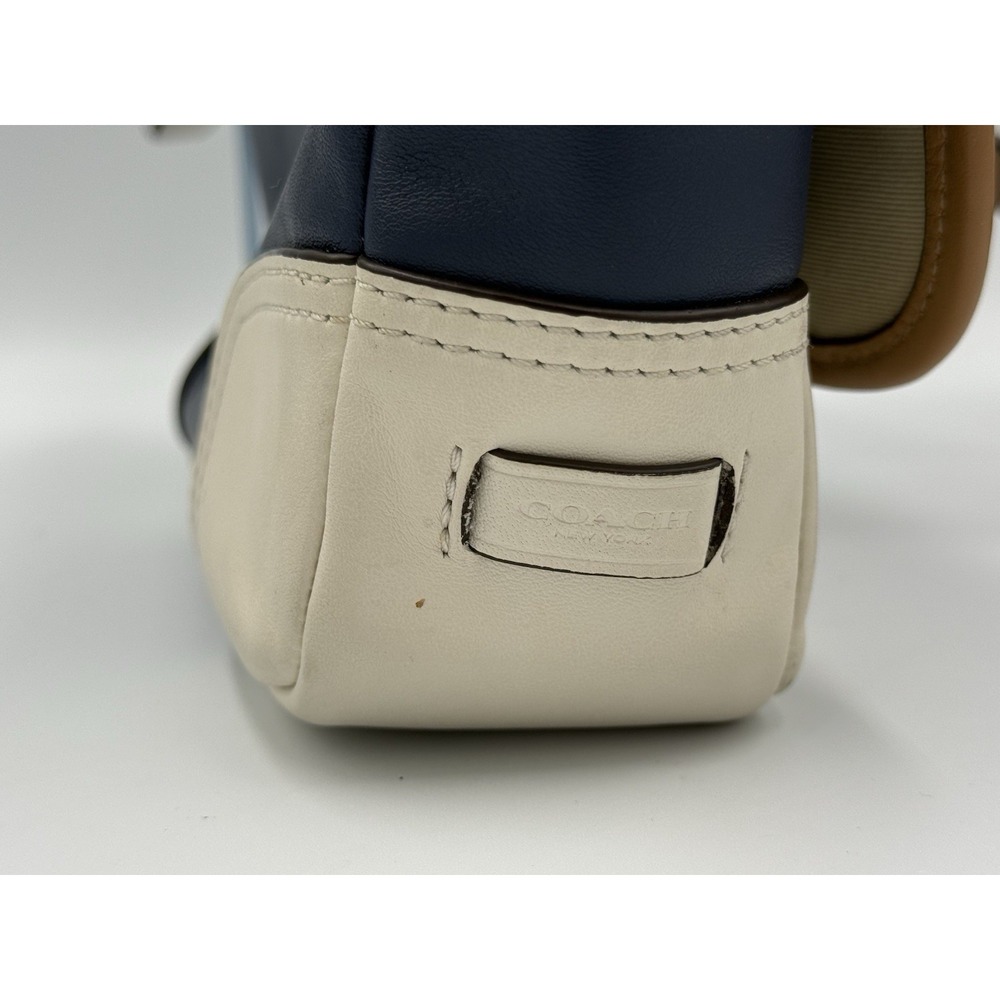 COACH Hadley Leather Field Crossbody Bag Color Block Blue Tan Purse F29763 - Picture 13 of 14